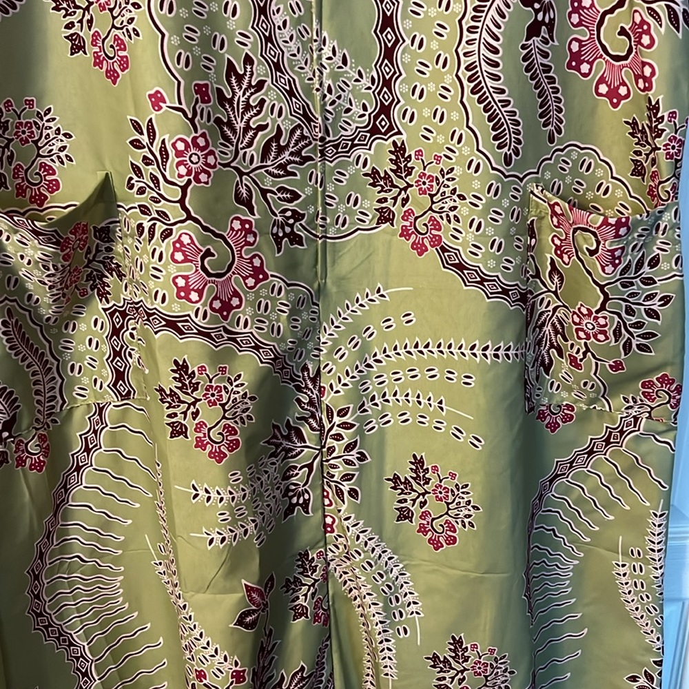 Floral Green and Purple Dress. Zipper in front. Side pockets. Summer Delight. - Picture 6 of 6